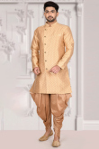 Light Peach Jacquard Men Sherwani
