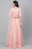 Light Peach Net A Line Lehenga