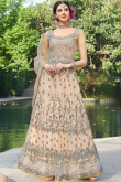 Thread Work Party Wear Anarkali Suit in Light Peach Net