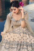 Thread Work Party Wear Anarkali Suit in Light Peach Net