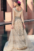 Thread Work Party Wear Anarkali Suit in Light Peach Net
