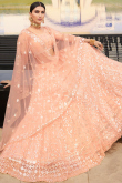 Light Peach Sangeet Sequins Embroidered Lehenga in Net