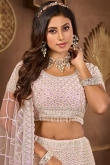 Light Peach Net Sequins Embroidered Bridesmaid Lehenga