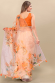Light Peach Organza Saree with Printed Work for Casual Wear