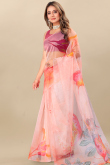 Light Peach Organza Saree with Printed Work for Casual Wear