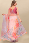 Light Peach Organza Saree with Printed Work for Casual Wear