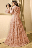 Light Peach Anarkali Style Party Wear Anarkali Suit in Santoon