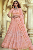 Light Peach Sequins Embroidered Bridesmaid Lehenga 