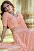 Light Peach Sequins Embroidered Bridesmaid Lehenga 