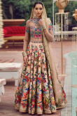 Light Peach Silk Embroidered Lehenga