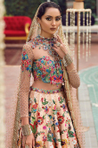 Light Peach Silk Embroidered Lehenga