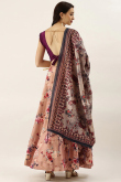 Light Peach Silk Printed A-Line Style Lehenga 