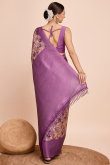 Light Peach Silk Printed Broad Border Saree For Sangeet