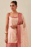 Light Peach Uppada Silk Sequins Embroidered Sharara Suit