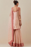 Light Peach Uppada Silk Sequins Embroidered Sharara Suit