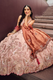 Light Peach Viscose Dori Embroidered Panelled Lehenga