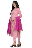 Light Pink Chanderi Silk Straight Cut Embroidered Legging Suit