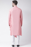 Light Pink Cotton Foil Printed Men Kurta Pajama