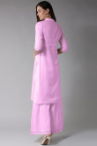 Light Pink Cotton Slub Kurti With Palazzo Pant
