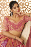 Light Pink Dori Embroidered Silk Blend Flared Style Lehenga