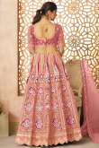 Light Pink Dori Embroidered Silk Blend Flared Style Lehenga