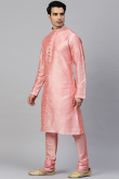 Light Pink Dupion Silk Men Kurta Pajama for Wedding & Party