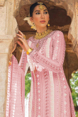 Light Pink Georgette Embroidered Churidar Suit for Wedding & Party