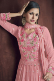 Light Pink Party Wear Georgette Lehenga with Resham Embroidery