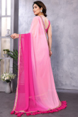 Light Pink Georgette Printed Ombre Saree With Lace 