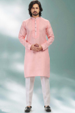 Light Pink Linen Cotton Men's Kurta Churidar 