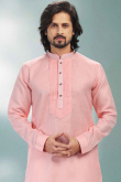 Light Pink Linen Cotton Men's Kurta Churidar 