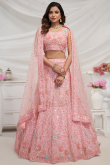 Light Pink Net Dori Embroidered Panelled Style Lehenga 