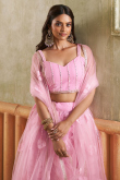 Light Pink Net Embroidered Flared Style Lehenga 