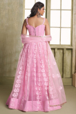 Light Pink Net Embroidered Flared Style Lehenga 