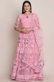 A Line Lehenga in Net Light Pink for Sangeet