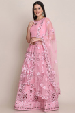 A Line Lehenga in Net Light Pink for Sangeet