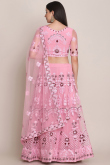 A Line Lehenga in Net Light Pink for Sangeet