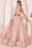 Wedding Wear Thread Embroidered Lehenga in Net Light Pink