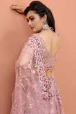 Saree for Wedding Wear in Net Light Pink with Stone embroidery