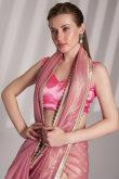 Light Pink Net Embroidered Shimmer Saree