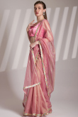 Light Pink Net Embroidered Shimmer Saree