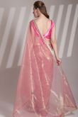 Light Pink Net Embroidered Shimmer Saree