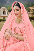 Light Pink A Line Bridesmaid Wear Lehenga in Net