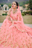 Light Pink A Line Bridesmaid Wear Lehenga in Net