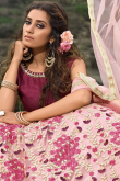 Light Pink Net Indian Wedding Lehenga With Dori Work