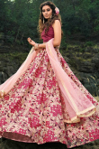 Light Pink Net Indian Wedding Lehenga With Dori Work