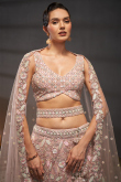 Light Pink Net Lehenga with Sequins Work for Reception