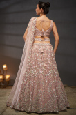 Light Pink Net Lehenga with Sequins Work for Reception