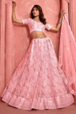 Light Pink Net Lehenga With Sequins Work For Weddings