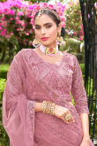 Light Pink Net Resham Embroidered Flared style Lehenga